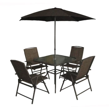 Outdoor Folding Patio Garden 6pcs Table Dining 4 Folding Chairs With Umbrella Set Buy High Quality Garden Table And Chairs Set With Umbrella Garden Table And Chairs Set Folding Garden Table And Chairs