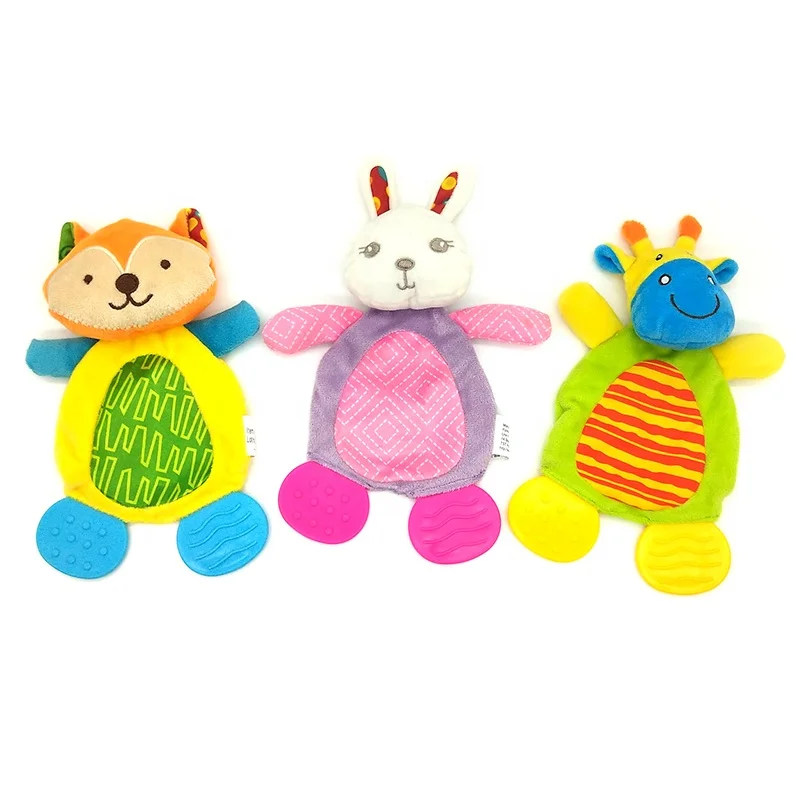 
soft stuffed animal colorful baby teether for infant 