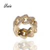 Fashion Hip Hop Cuban Chain Ring Iced Out Cubic Zirconia 18k Gold Plating Bling Ring Gift for Men