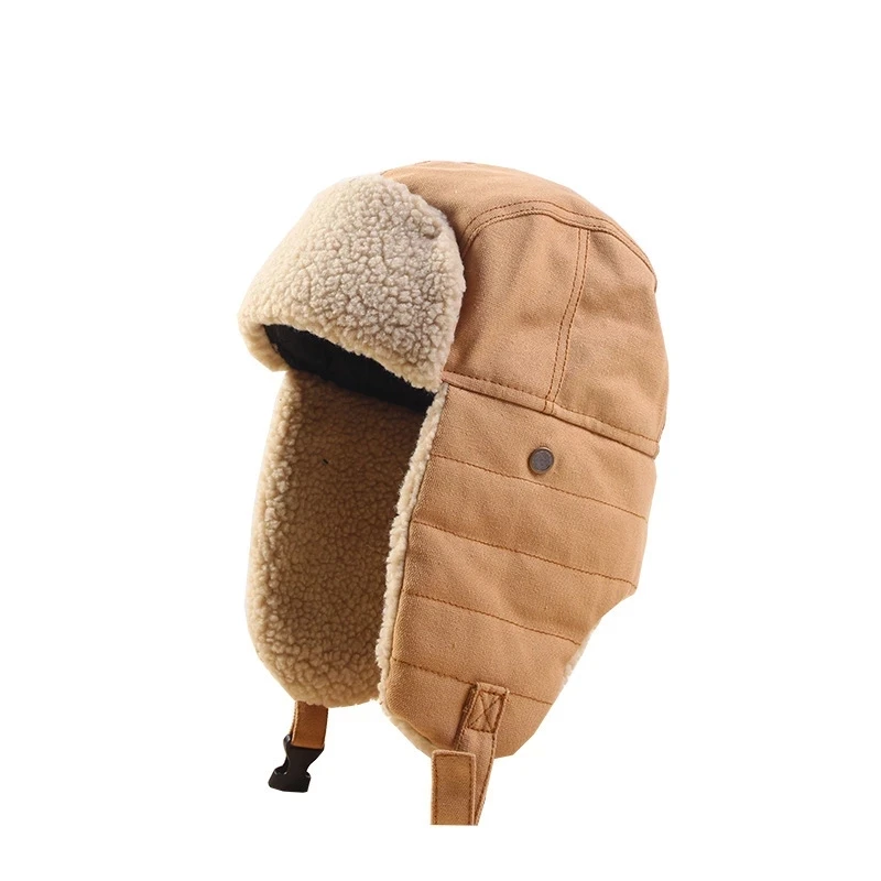 58cm Fur Lined Aviator Cap Male Female Trapper Bomber Snow Hat With Ear Flaps Outdoor Ski Ushanka