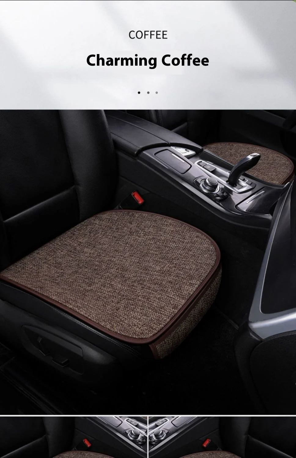 Universal Four-Season Car Seat Cushion Set Breathable Cotton Linen Rear Single Seat for Summer Use factory