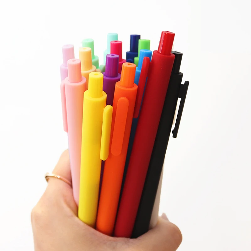 Retractable Gel Pen Macaron Colour Plastic Soft Rubber Grip_voghion.com