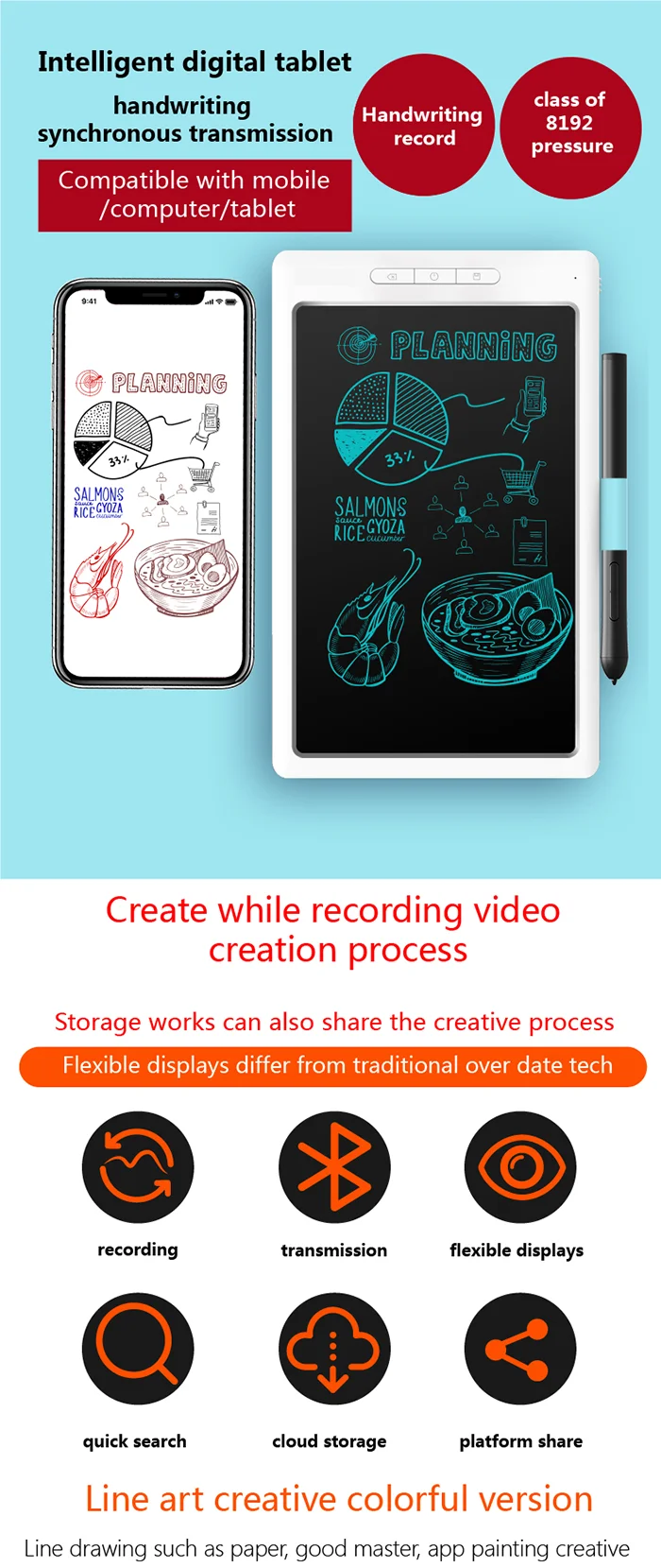 8.5 Inch LCD Digital Writing Tablet Paperless Drawing Board with Pen Erasable Writing Pad