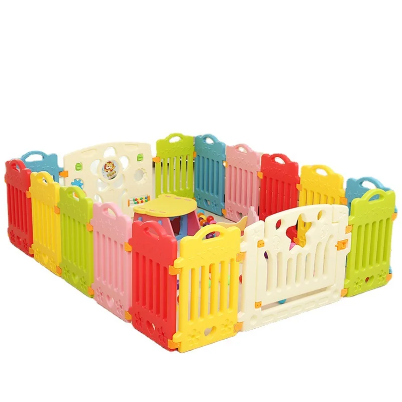 Indoor Kids Folding Fence Plastic Baby Playpen With Slide Swing Toys