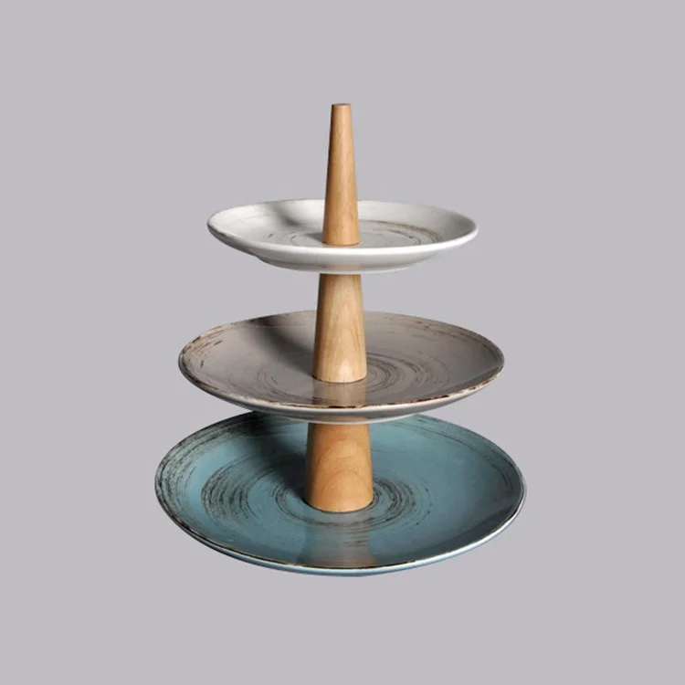 3 layers ceramic cake plate