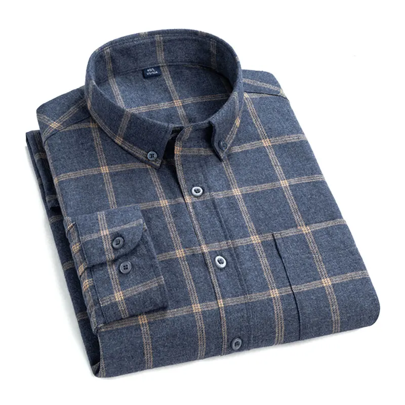 Camicie rosse casual a maniche lunghe Camicia in cotone scozzese fantasia da uomo909_voghion.com
