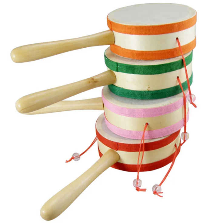 定制中国摇手鼓木制音乐活动玩具婴儿拨浪鼓玩具为孩子