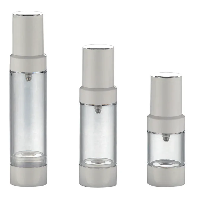White Airless Vacuum Pump Travel Bottles Refillable 1 Oz Airless