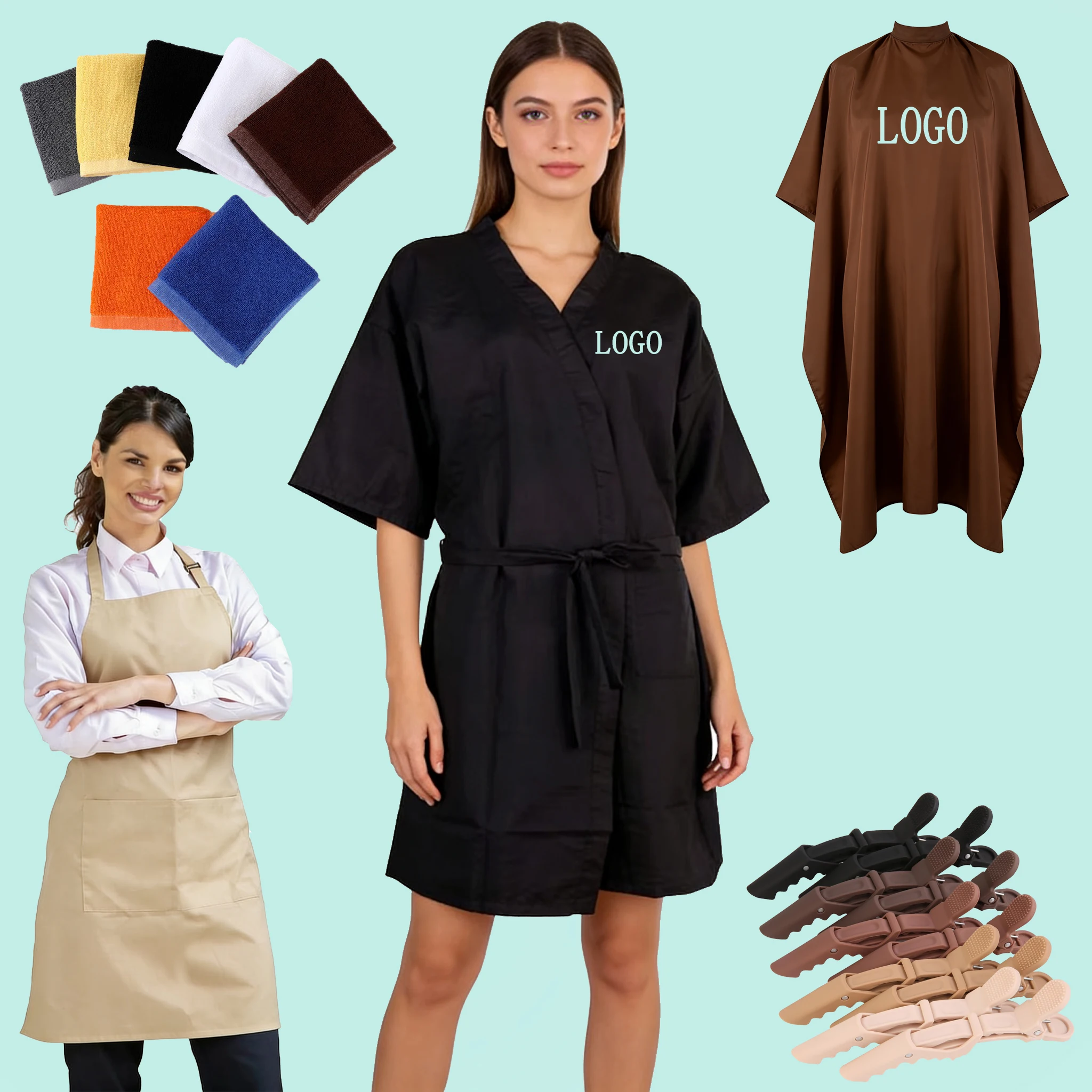 Custom Logo Comfortable Hairdressing Cape Kimono Waterproof Polyester ...
