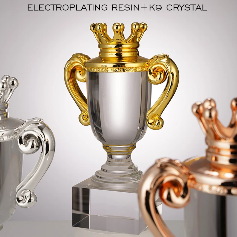 High Quality K9 Crystal Resin Trophy Basketball League Champion Award Crown Crafts Trophy manufacture