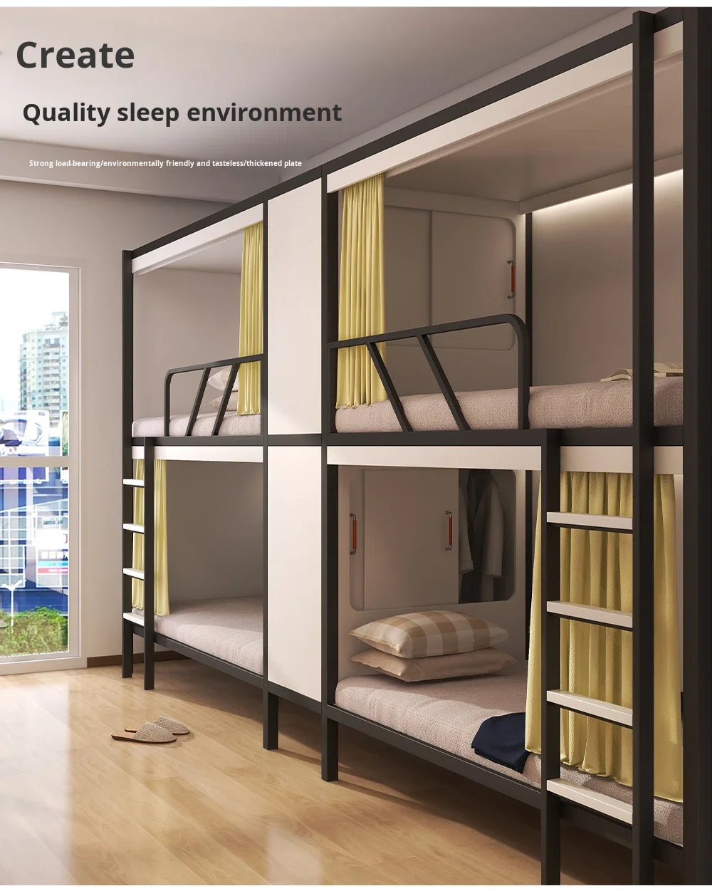 product custom free 3d design service space capsule apartment iron bed dormitory student school double decker bunk bed for adult-7