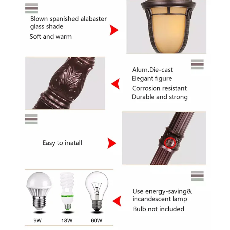 OEM ODM European Style Outdoor LED Villa Garden Lamp Vintage Decorative Street Lights