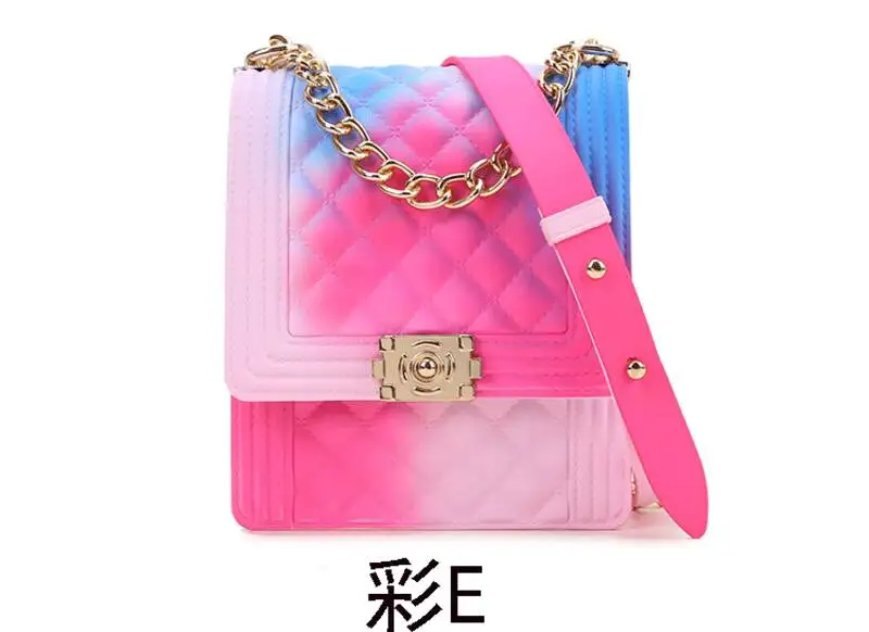 Osgoodway2 Colorful PVC jelly small square chain clutch crossbody bag little girls rainbow handbags