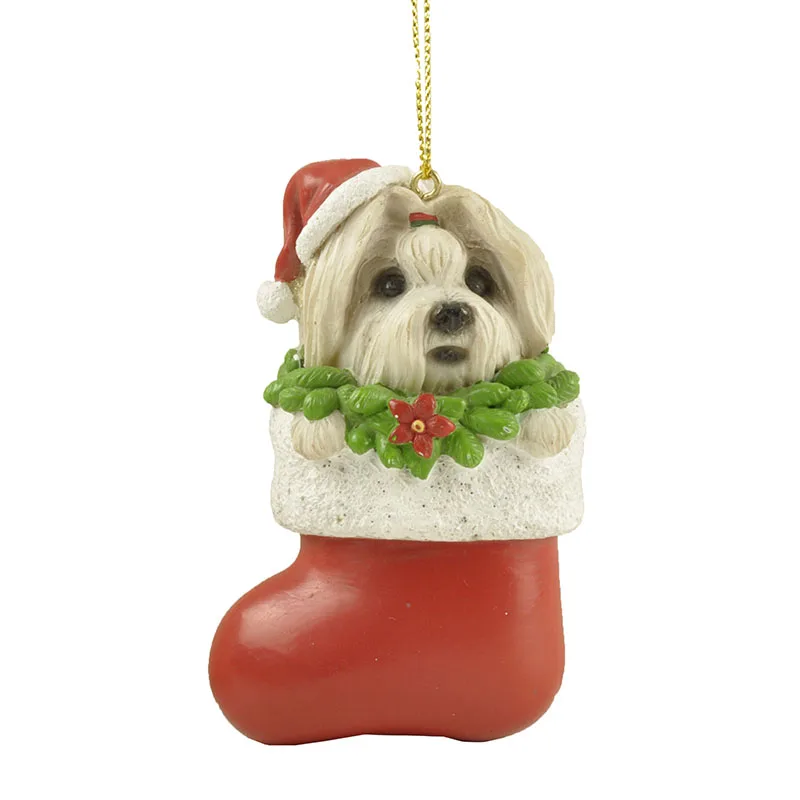 2020 New Design Small plush dog statue Christmas ornaments for home decorations
