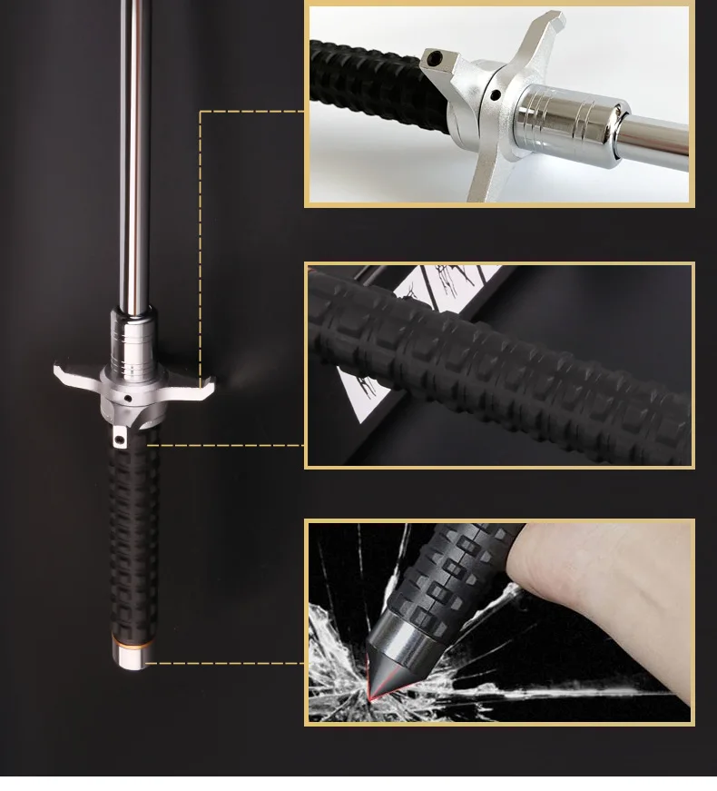 Ultra-heavy Extension Pole Multi-functional Impact System Tactical Hiking Stick with Foldable Accessories