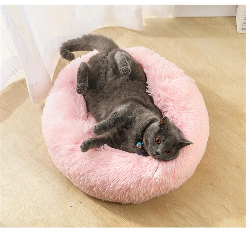 round plush dog bed