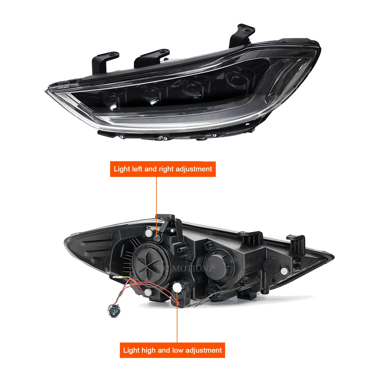 Driver Side Halogen Headlight For 2017-2018 Hyundai Elantra Sedan – With LED DRL, DOT/SAE Certified