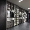 Best veneer wooden closet glass wardrobe structure designs for men
