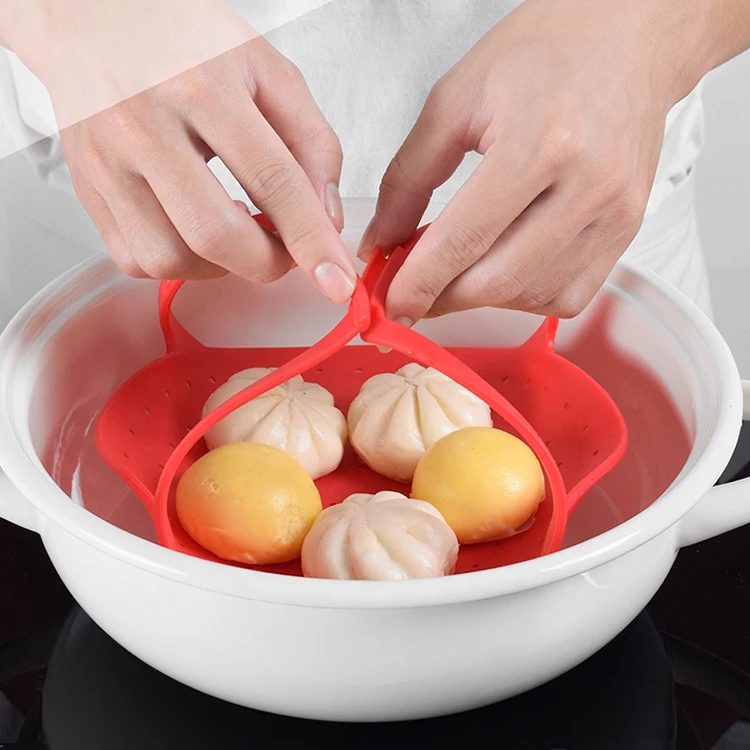 2020 New Cookers Accessories Silicone Steamer Basket Vegetable Folding