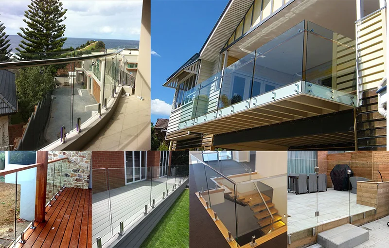 别墅阳台金属地面玻璃栅栏,玻璃栏杆