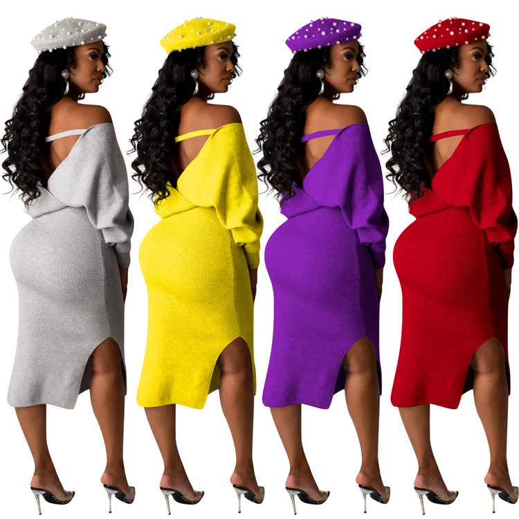 Latest Design Solid Color Off Shoulder Belt Elegant Clothes New Womens Outfits Casual Dress Women Dresses