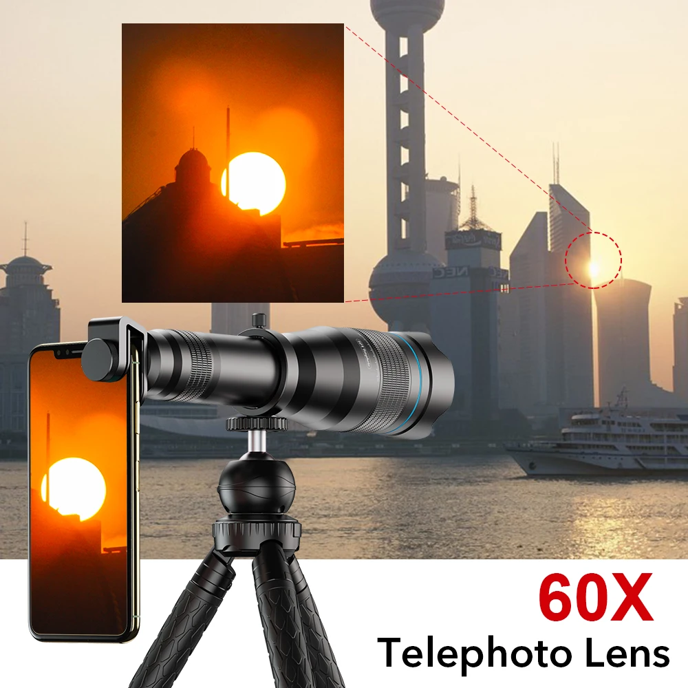 Apexel Hd Professional Phone Camera 60x Telephoto Monocular Lens For ...