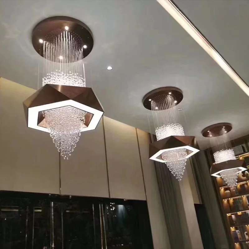 Modern style home hanging rope acrylic bronze glass pendant lighting chandelier