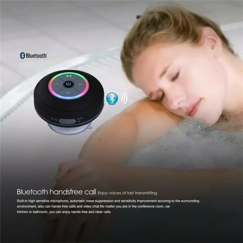 sucker bathroom waterproof wireless speaker with led light and handsfree - ANKUX.COM