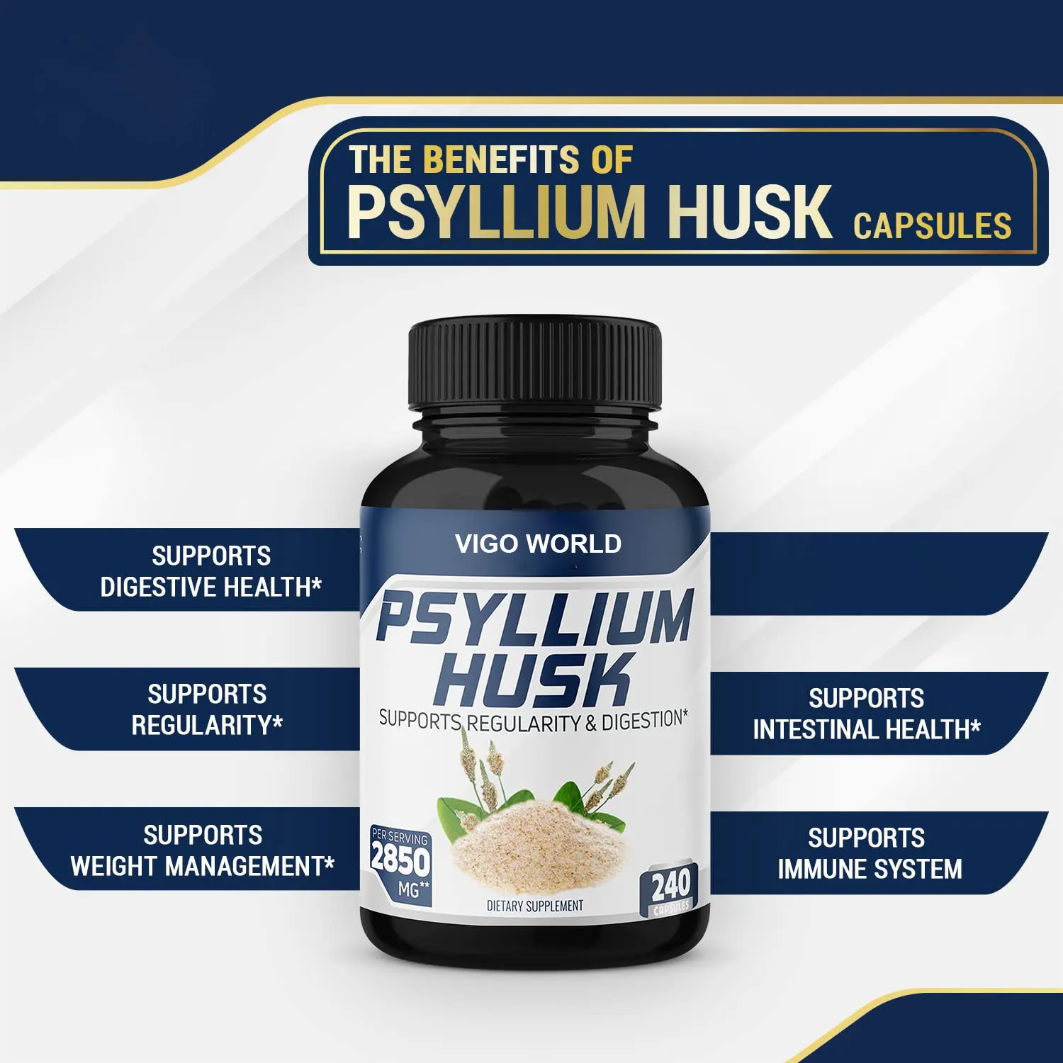 Premium Psyllium Husk Capsules With Fenugreek & Turmeric & Ginger