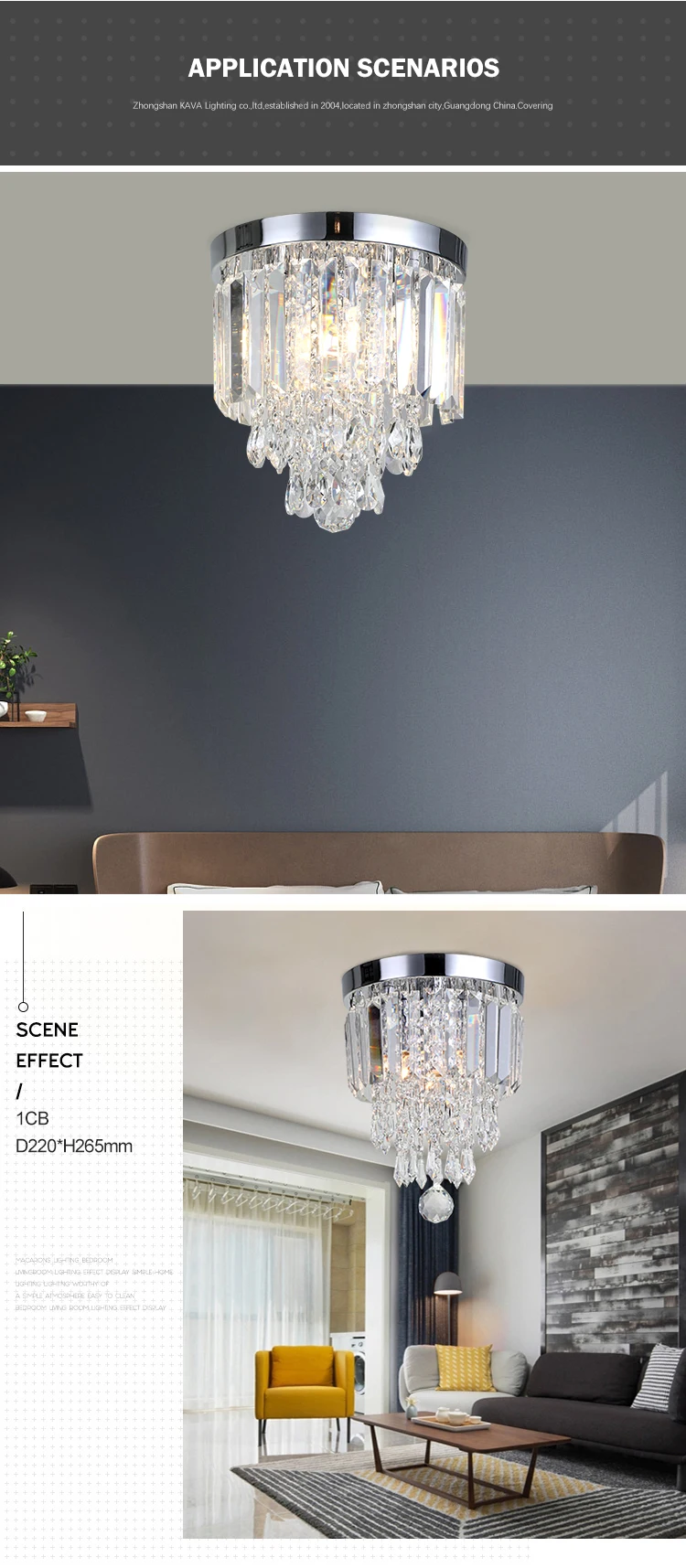 Modern crystal indoor decoration for bedroom hotel lobby pendant ceiling Light