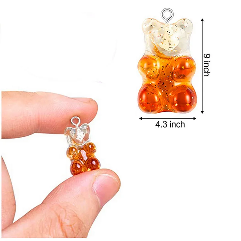 102050pcs Fashion Cute Resin Gummy Bear Pendant Charms for Woman Girls Cartoon Jewelry Findings DIY 12*18mm