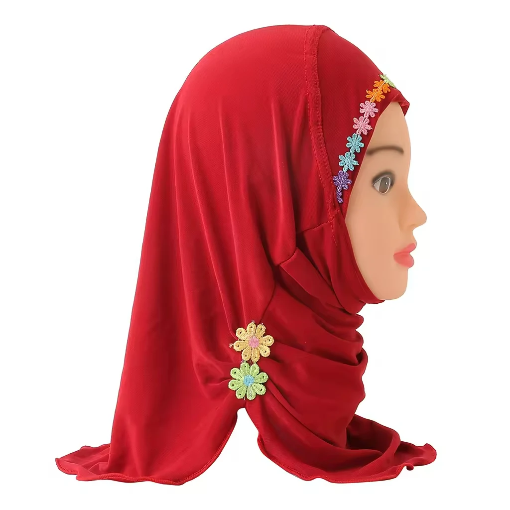 Latest Arrival Muslim Little Girl Hijab Fancy Flower Pattern Children ...