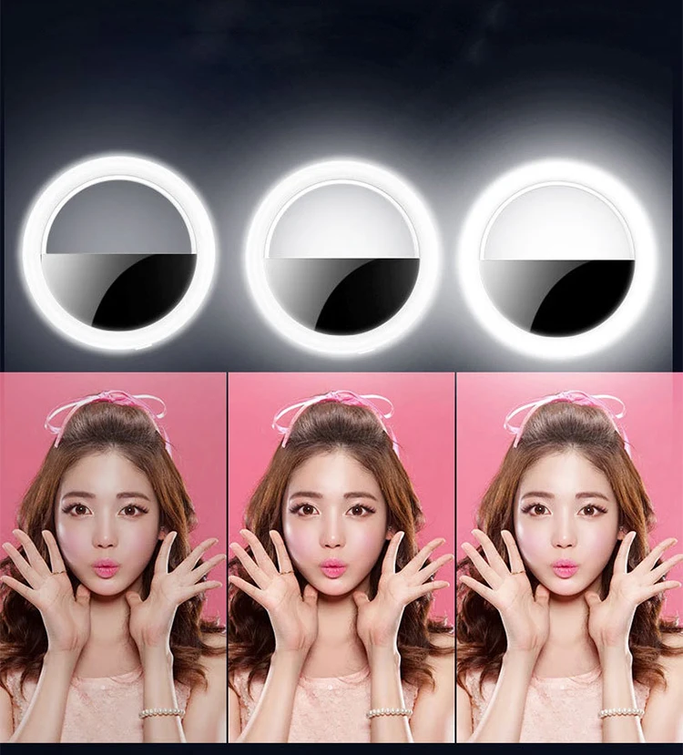 Smartphone Mobile Cellphone Colors Led Selfie Recargable 3 in 1 Ring Light Selfie Ring Light With Cell Phone Holder Stand