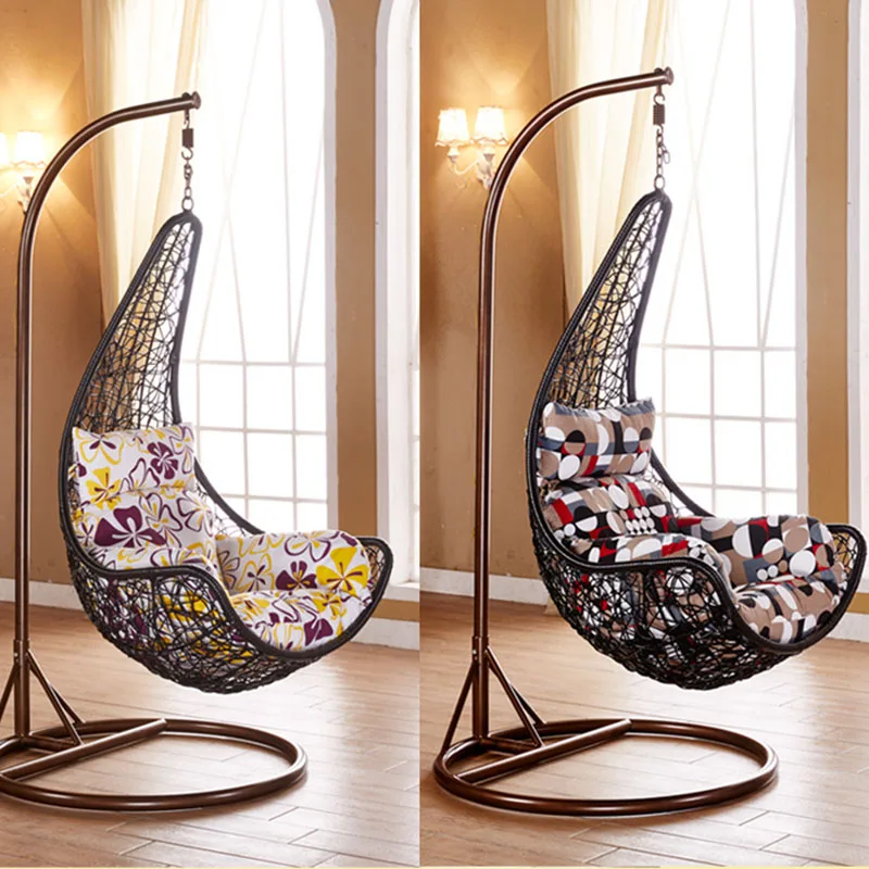 Outdoor Rattan Wicker Double Seat Cocoon Hanging Egg Swing Chair With