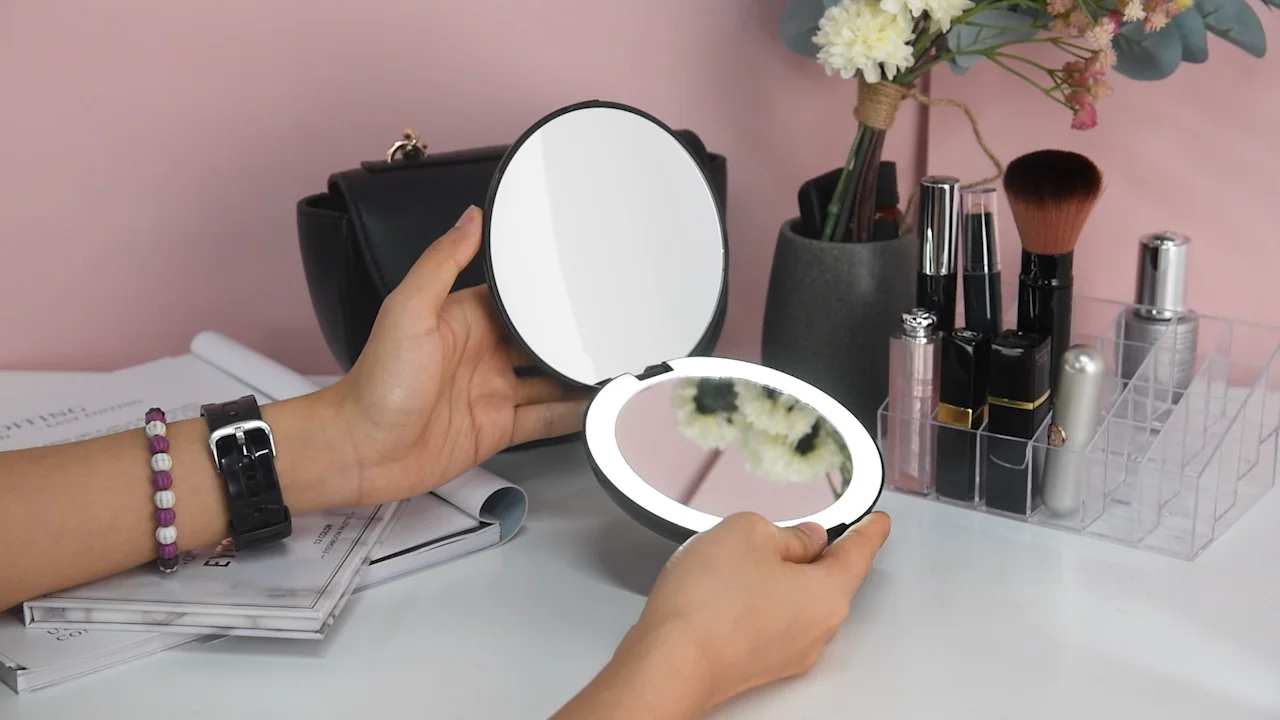 Amazon Best Selling Led Light Pocket Hand Held Makeup Compact Mirror
