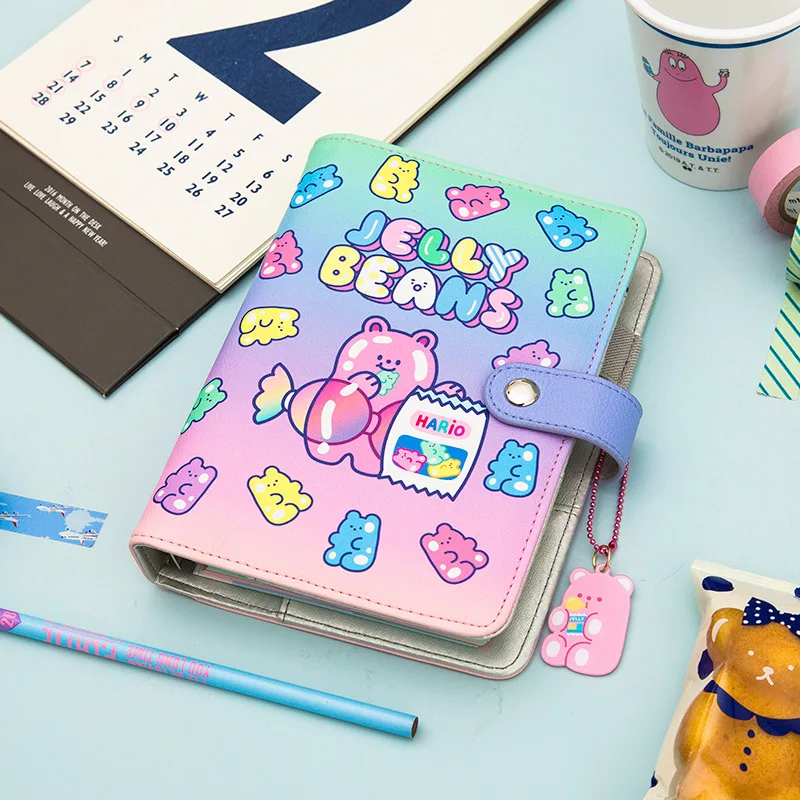 A6 Korean Candy Kawaii Gummy Bear Hcute School Girls 6 Rings Binder