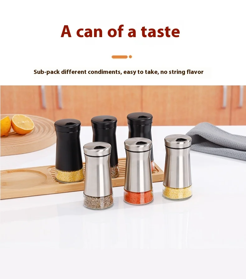 product wholesale 3oz modern design stainless steel glass spice jars 100ml seasoning bottle jars boxed kitchenware-3