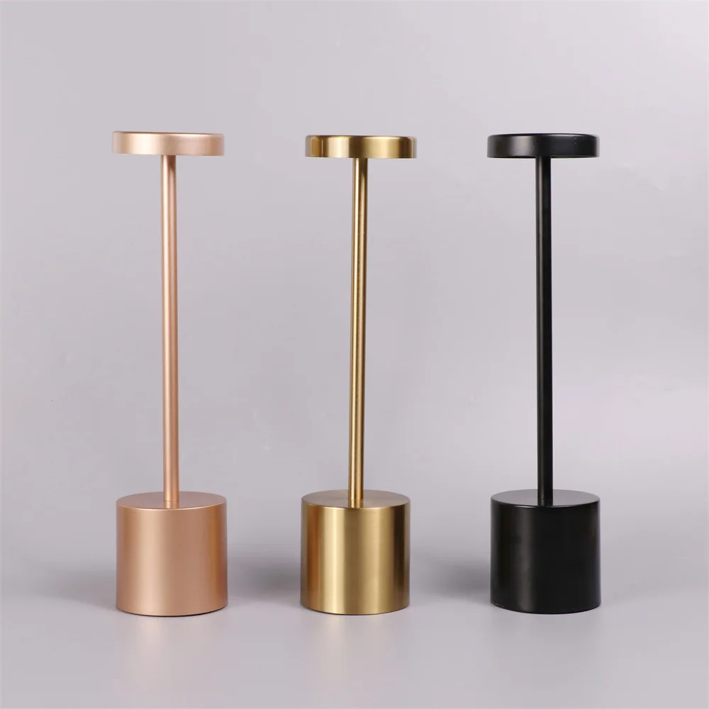 Simple Led Rechargeable Touch Metal Table Lamp Three Colors Bedside ...