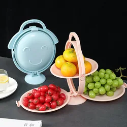 A2594 Multilayer Foldable Rotatable Kitchen Fruit with Handle Plate Storage Pastry Dish Wash Vegetable Portable Fruit Basket