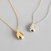 INS Hot Sale Design Simple Style Tear Drop Silver Necklace High Polished 925 Sterling Silver Water Drop Pendant Necklace