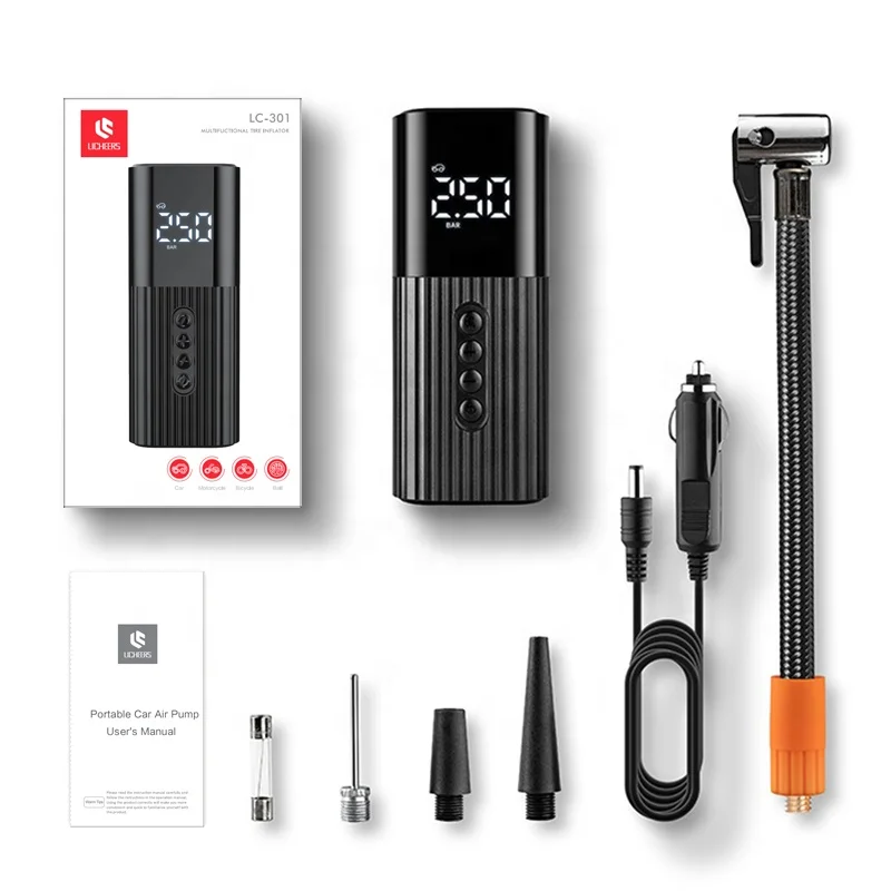 

Portable 12V Car Tire Inflator,2 Pieces, Black
