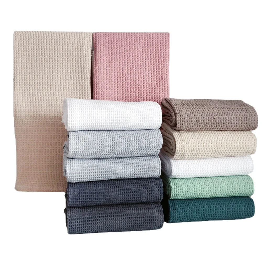 
100% cotton Plain color waffle kitchen towel dish cloth Less shrinkage and Strong water absorption stocks 