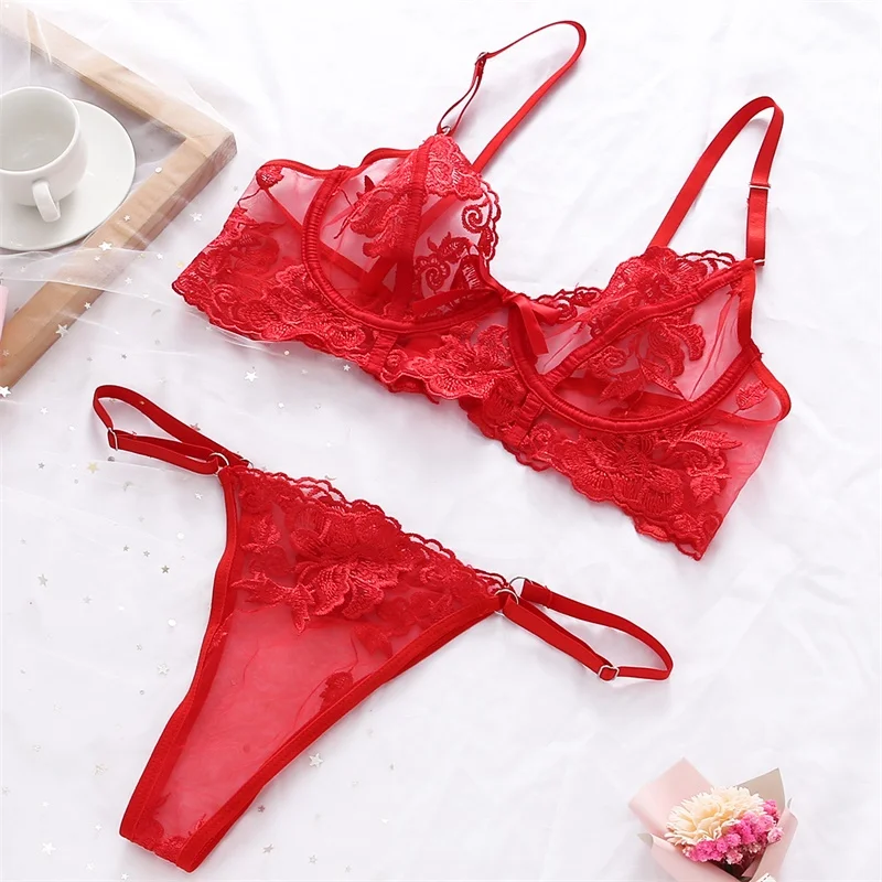 Women Red Lingerie Underwire Sexy Red Underwear Women Sexy Lingerie ...