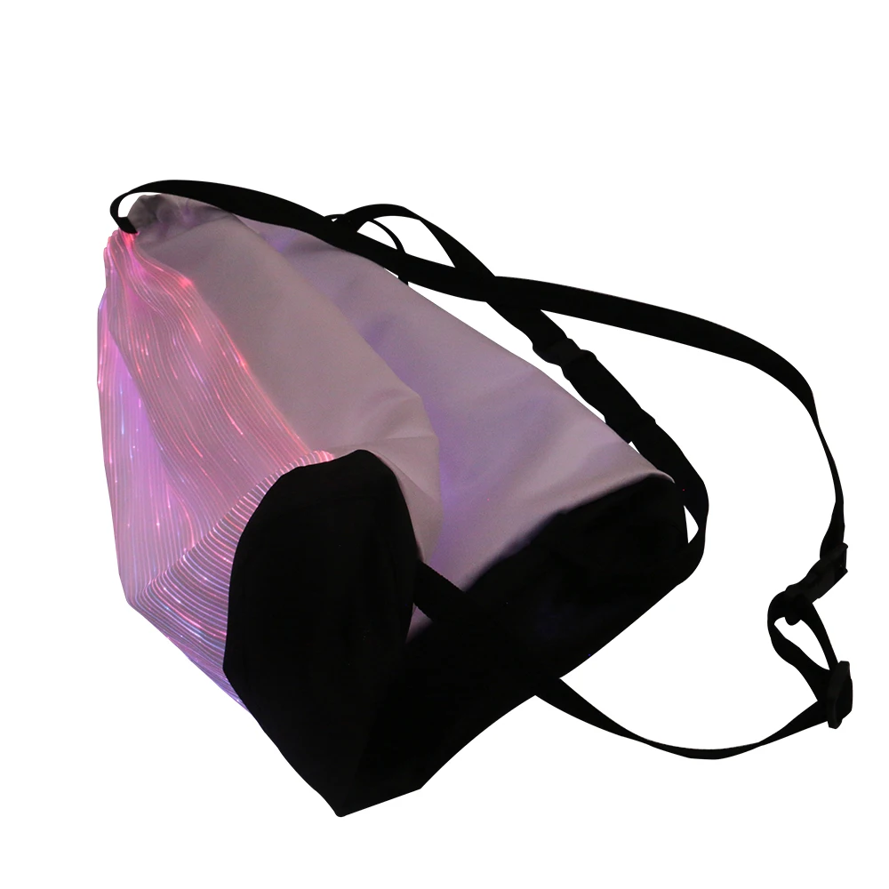 Led Light Up Drawstring Bag Luminous Fiber Optic Fabric Backpack For