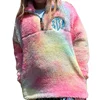 Hot Sale Sweatshirt Colorful Rainbow Tie Dyed Sherpa Fleece Pullover