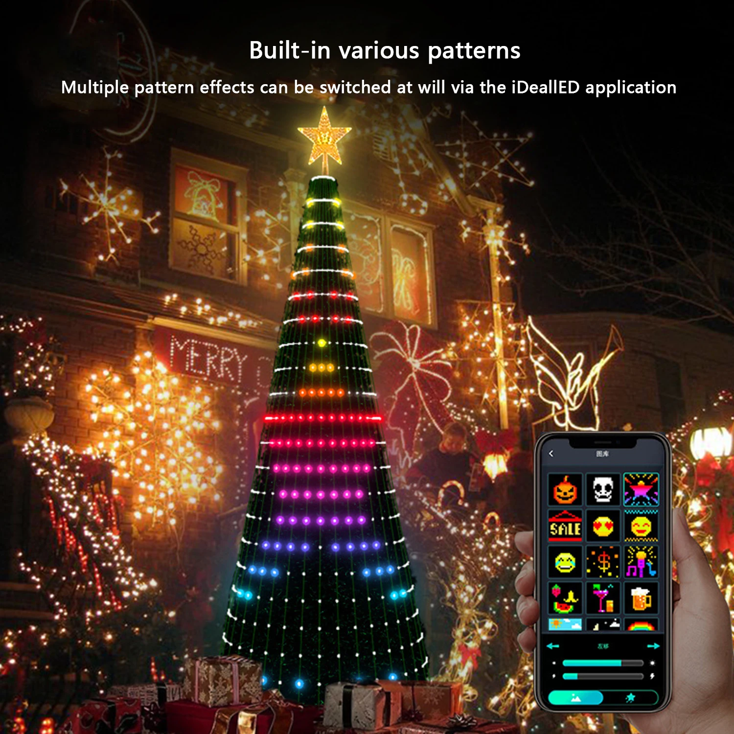 Holiday Lighting Xmas Decoration Smart Christmas Tree Lights Controlled