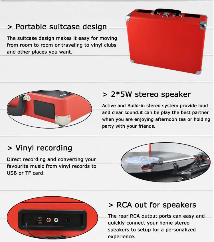 Cheap Retro USB Turntable Player Many Color with Bluetooth Sound Control Knob - ANKUX.COM