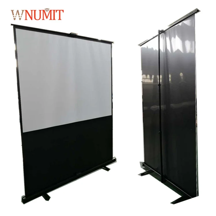 Manual Pull Up And Down Standing Floor Projector Screen Large Screen Portable Dvd Player