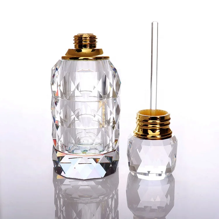 Luxury Oem Clear Oud Wood Essential Oil Bottles Crystal Glass Perfume