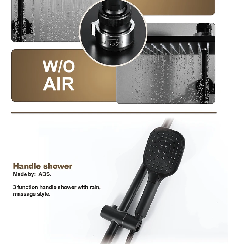 HIDEEP wall mounted bathroom shower faucet set hot cold black shower faucet